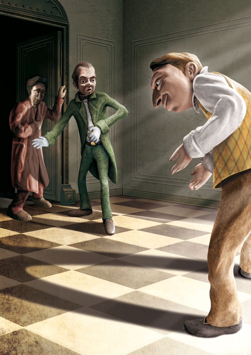 Illustration d’après le récit fantastique de Chamisso « L’Histoire merveilleuse de Peter Schlemihl »