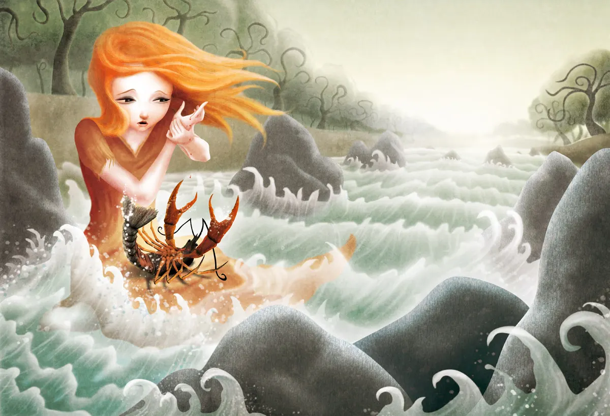 Illustration jeunesse – Illustration d’après le conte de Gérard de Nerval « La reine des poissons »