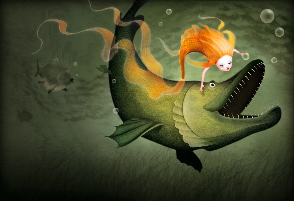 Illustration jeunesse – Illustration d’après le conte de Gérard de Nerval « La reine des poissons »