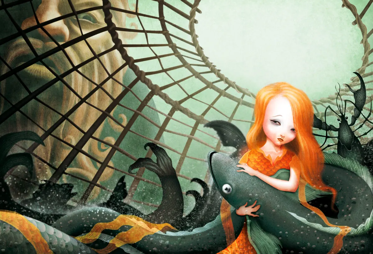 Illustration jeunesse – Illustration d’après le conte de Gérard de Nerval « La reine des poissons »