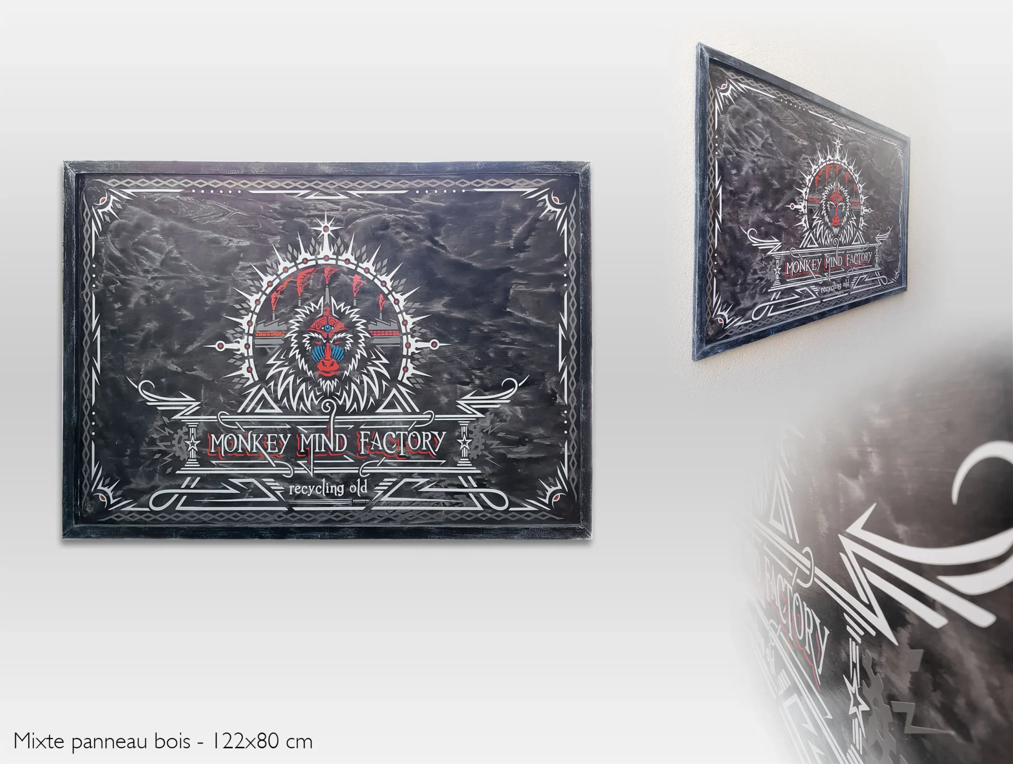 mixte sur panneau -122 cm x 80 cm