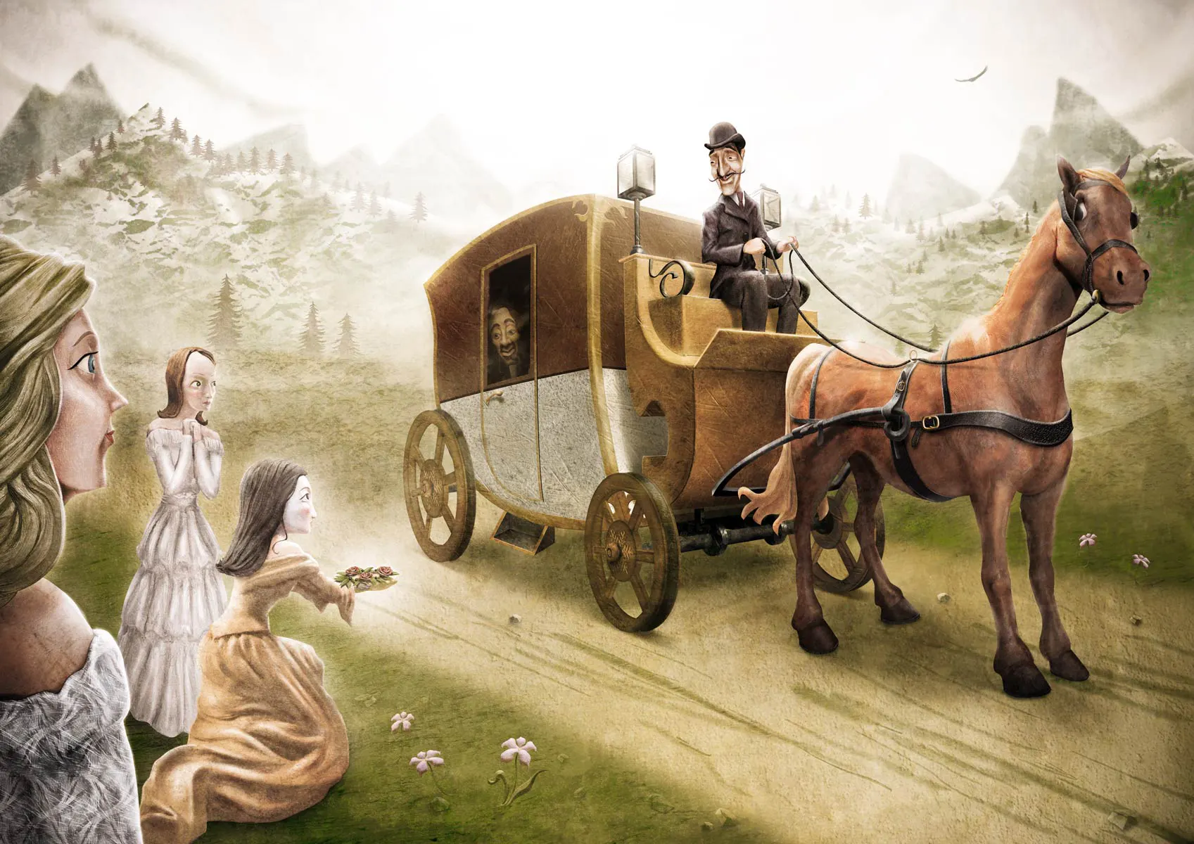 Illustration d’après le récit fantastique de Chamisso « L’Histoire merveilleuse de Peter Schlemihl »