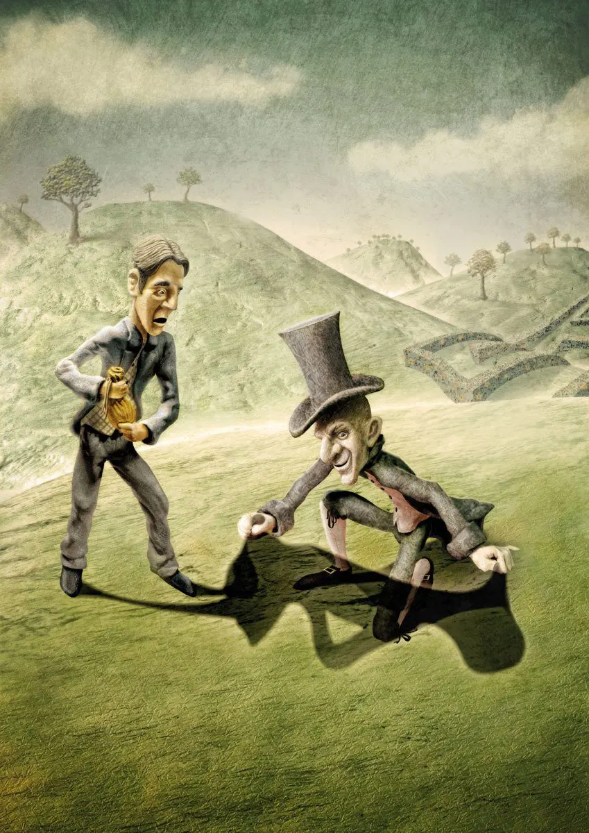 Illustration d’après le récit fantastique de Chamisso « L’Histoire merveilleuse de Peter Schlemihl »