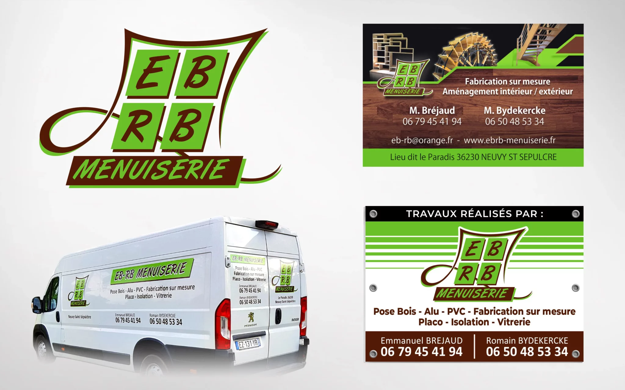 Conception du logo et des supports de communication pour la menuiserie EB-RB.