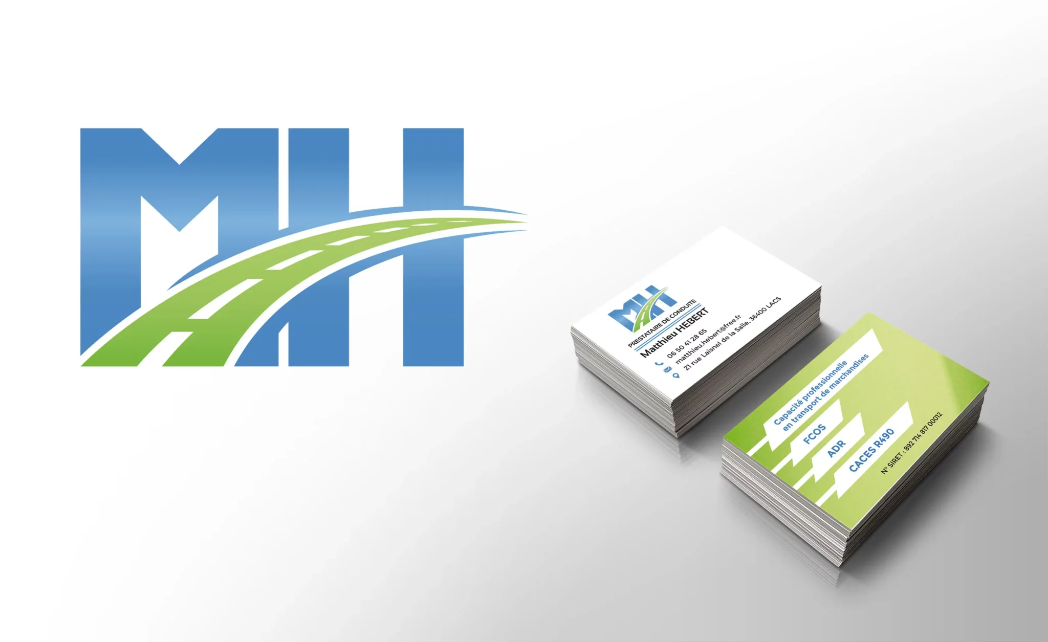 Logo et cartes de visite conçus pour un prestataire de conduite
