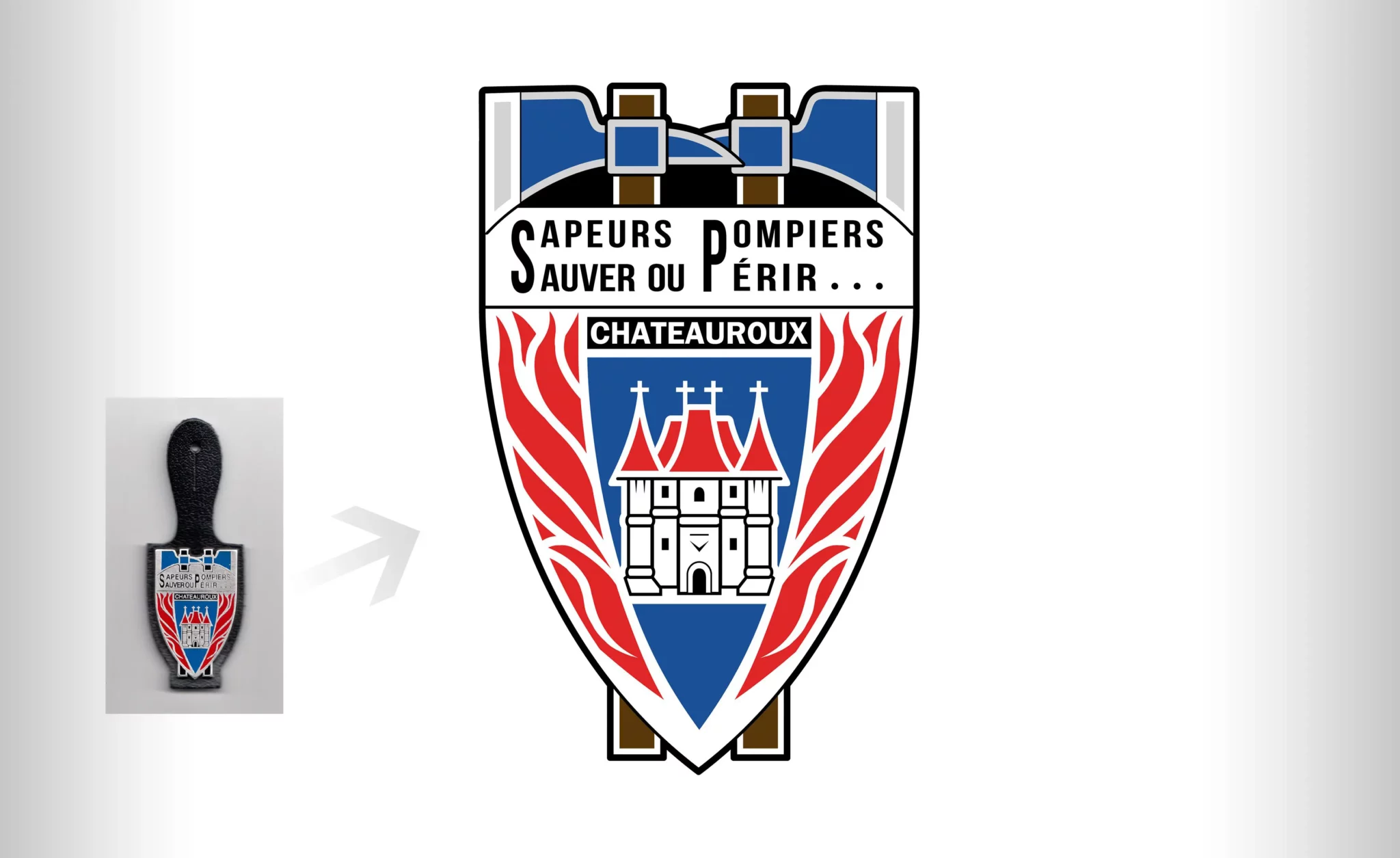 Conversion d'une pucelle de pompier en fichier numérique vectorisé.