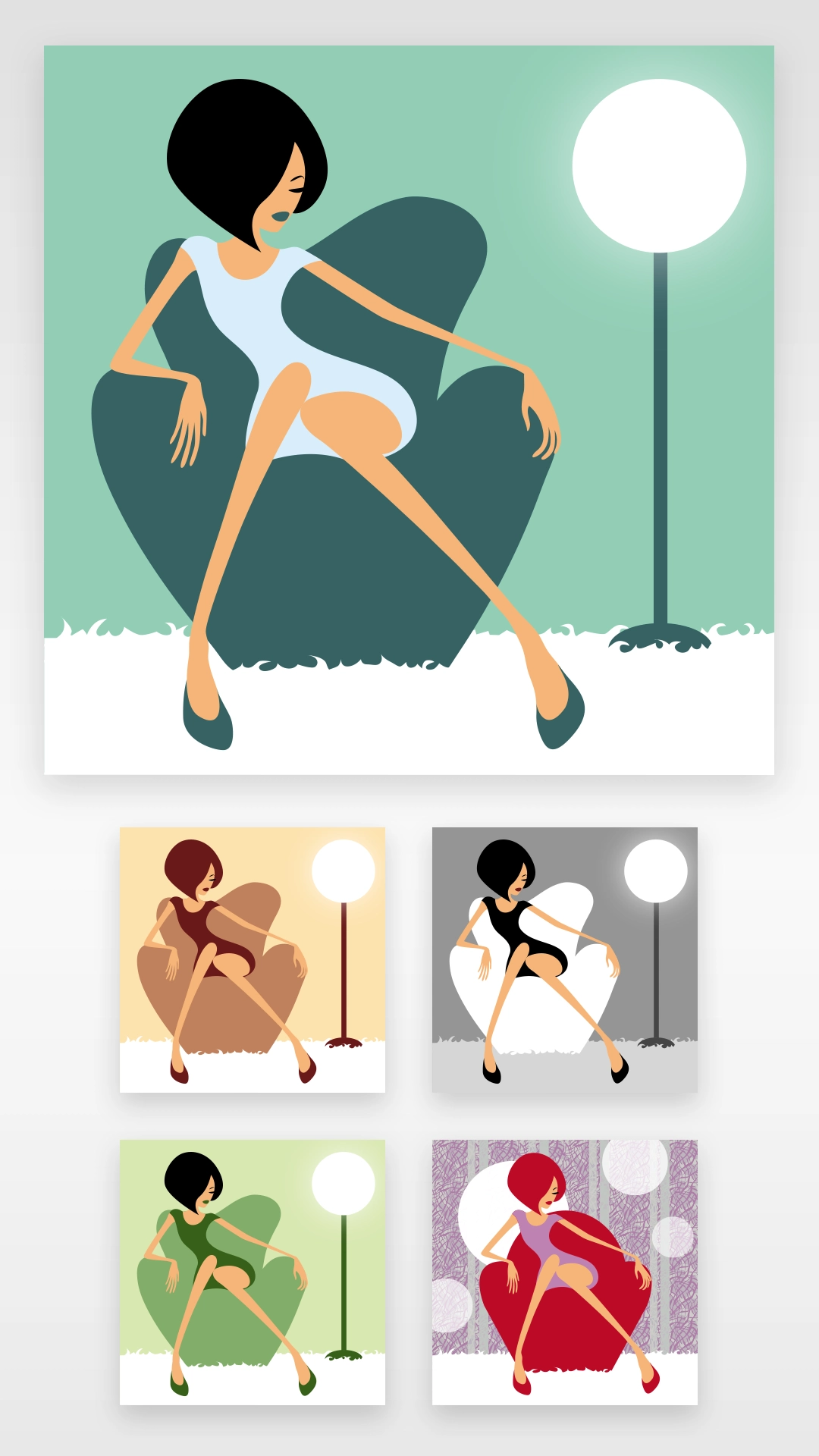 Illustration vectorielle - Sitting Girl