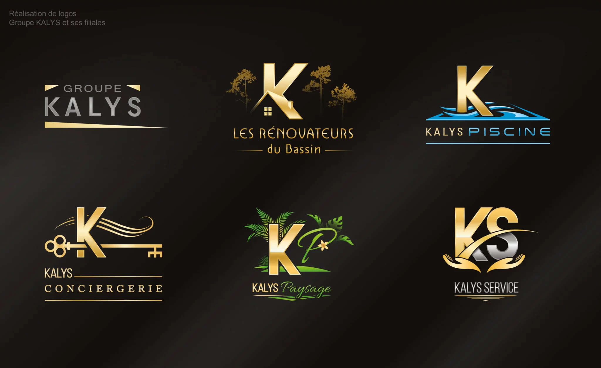 Conceptions des logos pour le Groupe KALYS et ses filiales.